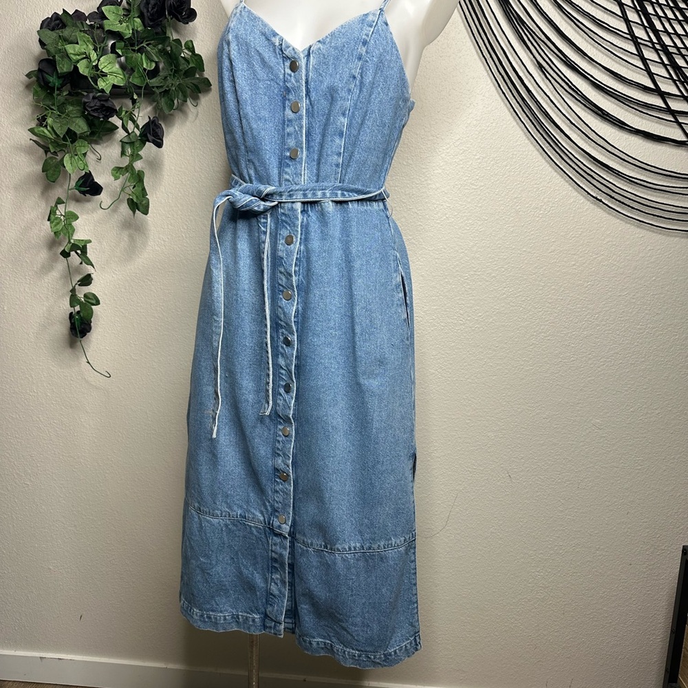 Top Shop Blue Denim Button-Down Dress